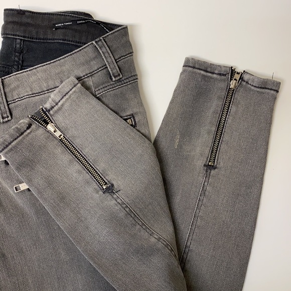 Grey Zara Moto Jeans - Picture 3 of 10